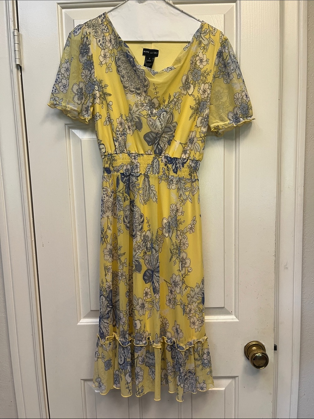Kate and Lily Yellow Floral Midi Dress 6 NWOT